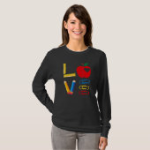 LOVE Valentines Day Apple Pencil Crayon Teacher Gi T-Shirt (Vorne ganz)