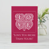 Love Valentines Day Cards – Romantic Love letters Karte (Stehend Vorderseite)