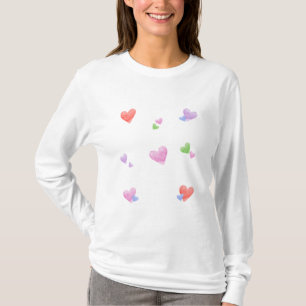 LOVE Valentins Spaß Wasserfarbe Herzen T-Shirt