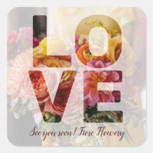 LOVE Valentinstag Thema Durchsichtiger Overlay Fot Quadratischer Aufkleber