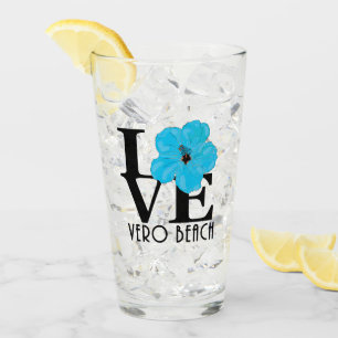 LOVE Vero Beach Blue Hibiscus Glas