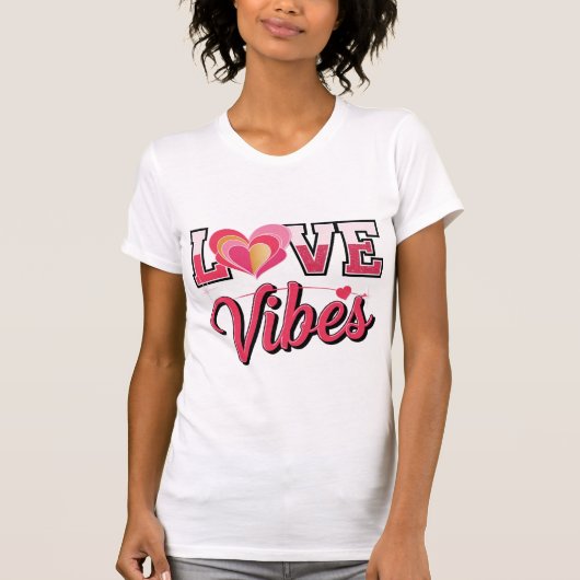 Love Vibes Valentine Design – Glitter Style Heart T-Shirt (Vorderseite)