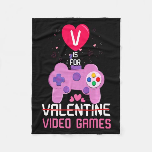 Love Video Game Gamer Gaming Hearts Day Happy Vale Fleecedecke (Vorderseite)
