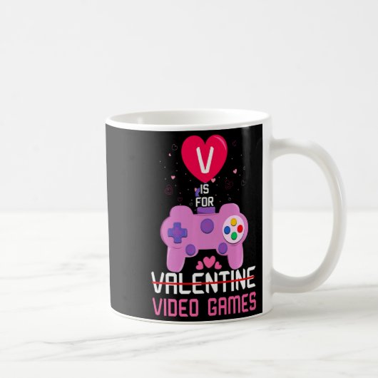 Love Video Game Gamer Gaming Hearts Day Happy Vale Kaffeetasse (Rechts)