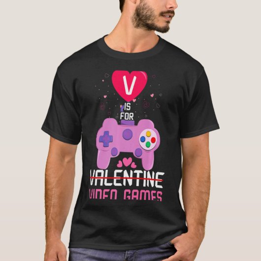Love Video Game Gamer Gaming Hearts Day Happy Vale T-Shirt (Vorderseite)