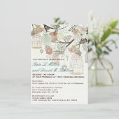 Love Vogelkäfige Blume Bäume Hochzeit Einladung (Stehend Vorderseite)
