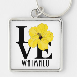LOVE Waimalu Hawaii Gelber Hibiskus Schlüsselanhänger