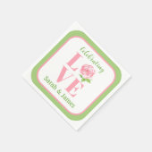 LOVE Wasserfarbe Rose NAME Braut Grün Serviette (Ecke)