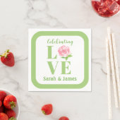 LOVE Wasserfarbe Rose NAME Hochzeit Serviette (Beispiel)