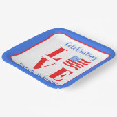 LOVE Watercolor American Flag NAME Bridal Pappteller (Gewinkelt)