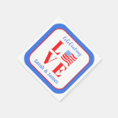 LOVE Watercolor American Flag NAME Bridal  Serviette (Ecke)