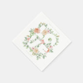 LOVE Watercolor Roses and Greenery Spring Wedding Serviette (Ecke)