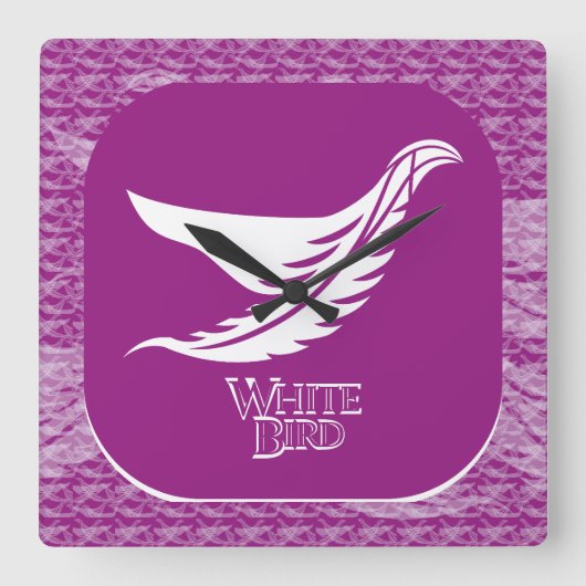 LOVE WHITE BIRD BY MASANSER QUADRATISCHE WANDUHR (Vorderseite)
