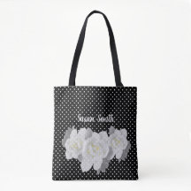 Love White Gardenia Blume Schwarz-weiß Polka Dot