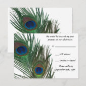 Love White Peacock Wedding RSVP Karte (Vorne/Hinten)