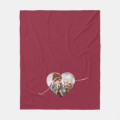 Love White Script Heart Photo Red Fleecedecke (Vorderseite)