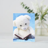 Love White Teddy Bear Read Book Postkarte (Stehend Vorderseite)