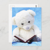 Love White Teddy Bear Read Book Postkarte (Vorne/Hinten)