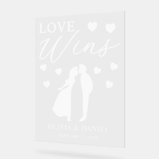 Love Wins Personalized Wedding Acrylschild (Winkel)