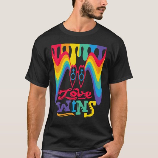 Love Wins Rainbow with Mars Symbol for Gay Love T-Shirt (Vorderseite)