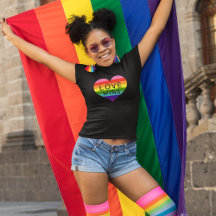 Love Wins Regenbogen-Herz Damen Schwarz