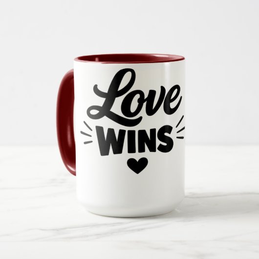 Love Wins Romantic Quote Coffee Mug – Cute Valenti Tasse (Vorderseite Links)