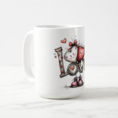 LOVE with Heart Characters Illustration Kaffeetasse (Vorderseite Links)
