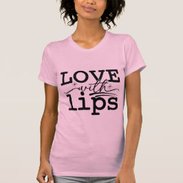 Love with Lips Kissmark Valentine Typography T-Shirt