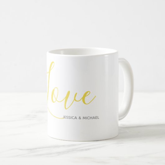 Love with Names Gray and Illuminating Gold Kaffeetasse (VorderseiteRechts)