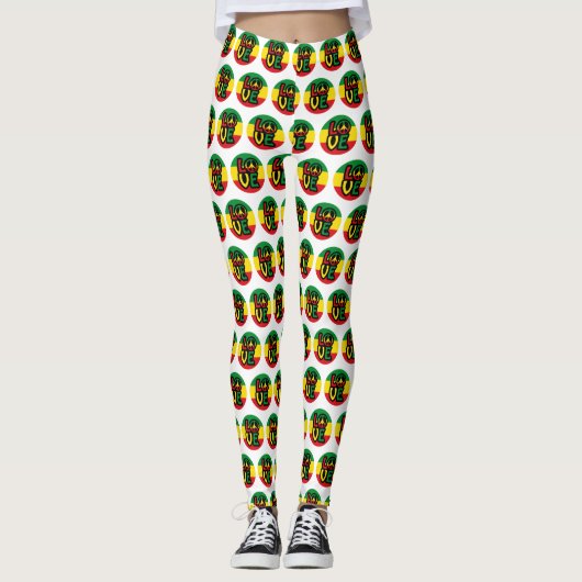 LOVE with peace symbol, reggae style Leggings (Vorderseite)