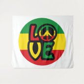 LOVE with peace symbol, reggae style Wandteppich (Vorderseite (Horizontal))