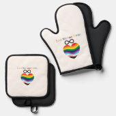 Love Without Limits - Rainbow Heart with Infinity Ofenhandschuh & Topflappen-Set (Vorderseite/Rückseite)