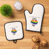 Love Without Limits - Rainbow Heart with Infinity Ofenhandschuh & Topflappen-Set (Oben Unten)