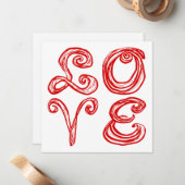 LOVE Word Art Fabric Font Red Letters Mitteilungskarte (Vorderseite/Rückseite Beispiel)