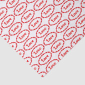 Love Word in Red and White Ovals Pattern Seidenpapier (Ausschnitt)