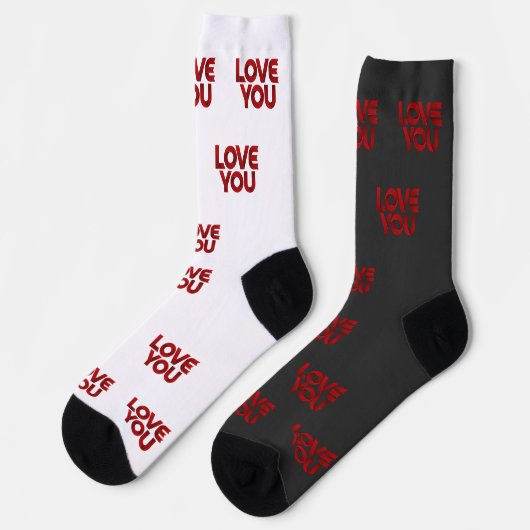 Love You – Bold Romantic Typography Socken (Linkes Detail)