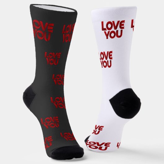 Love You – Bold Romantic Typography Socken (Gewinkelt)