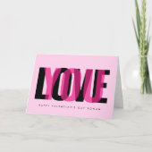 Love You Custom 2 Photo Happy Valentine's Day Pink Karte (Vorderseite)