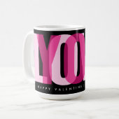 Love You Custom Happy Valentine's Day Pink Black Kaffeetasse (Vorderseite Links)