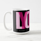Love You Custom Happy Valentine's Day Pink Black Kaffeetasse (Links)