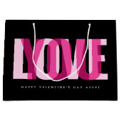 Love You Custom Name Happy Valentine's Day Black Große Geschenktüte (Vorderseite)