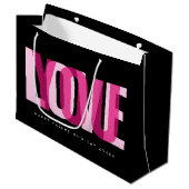 Love You Custom Name Happy Valentine's Day Black Große Geschenktüte (Vorderseite Schrägansicht)