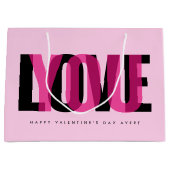 Love You Custom Name Happy Valentine's Day Pink Große Geschenktüte (Vorderseite)