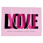 Love You Custom Name Happy Valentine's Day Pink Große Geschenktüte (Rückseite)