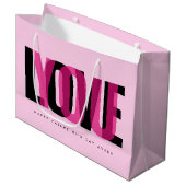 Love You Custom Name Happy Valentine's Day Pink Große Geschenktüte (Vorderseite Schrägansicht)