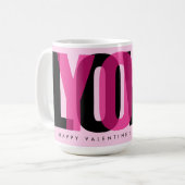 Love You Custom Name Happy Valentine's Day Pink Kaffeetasse (Vorderseite Links)