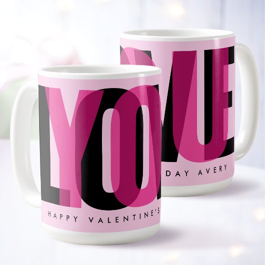 Love You Custom Name Happy Valentine's Day Pink Kaffeetasse
