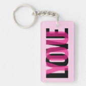 Love You Custom Photo Modern Typography Pink Black Schlüsselanhänger (Vorderseite)