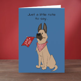Love You Cute Dog Blank Folded Greeting Card Karte