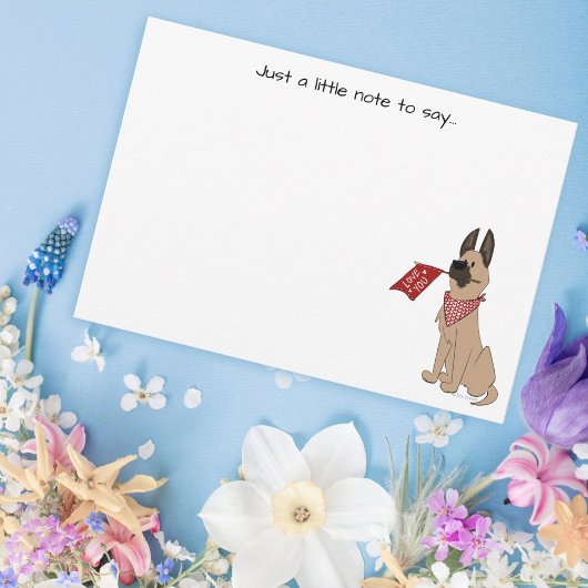 Love You Cute Dog Flat Note Card Mitteilungskarte